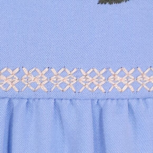 Women's Floral Embroidered Tunic Top Size Small Pleated CottageCore Blue - Picture 9 of 16
